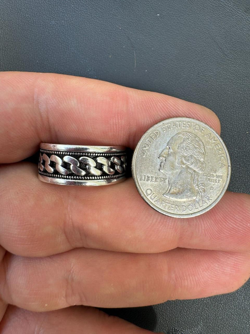 Italiano Silver, Inc. Eternal Love Cuban Link Eternity Band Ring - 925 Silver Oxidized - Plain