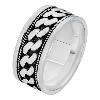 Italiano Silver, Inc. Eternal Love Cuban Link Eternity Band Ring - 925 Silver Oxidized - Plain