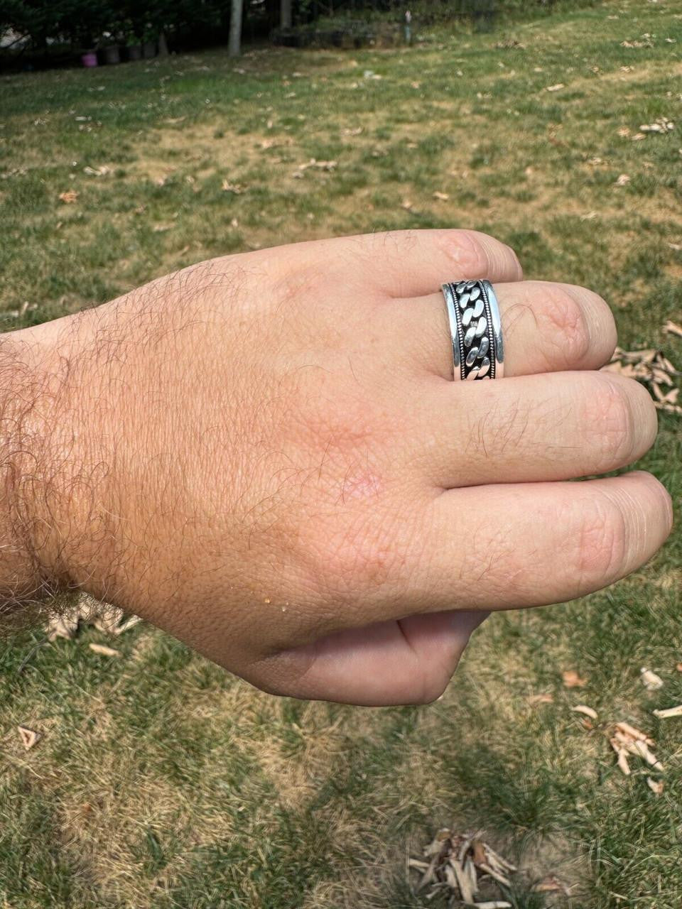 Italiano Silver, Inc. Eternal Love Cuban Link Eternity Band Ring - 925 Silver Oxidized - Plain