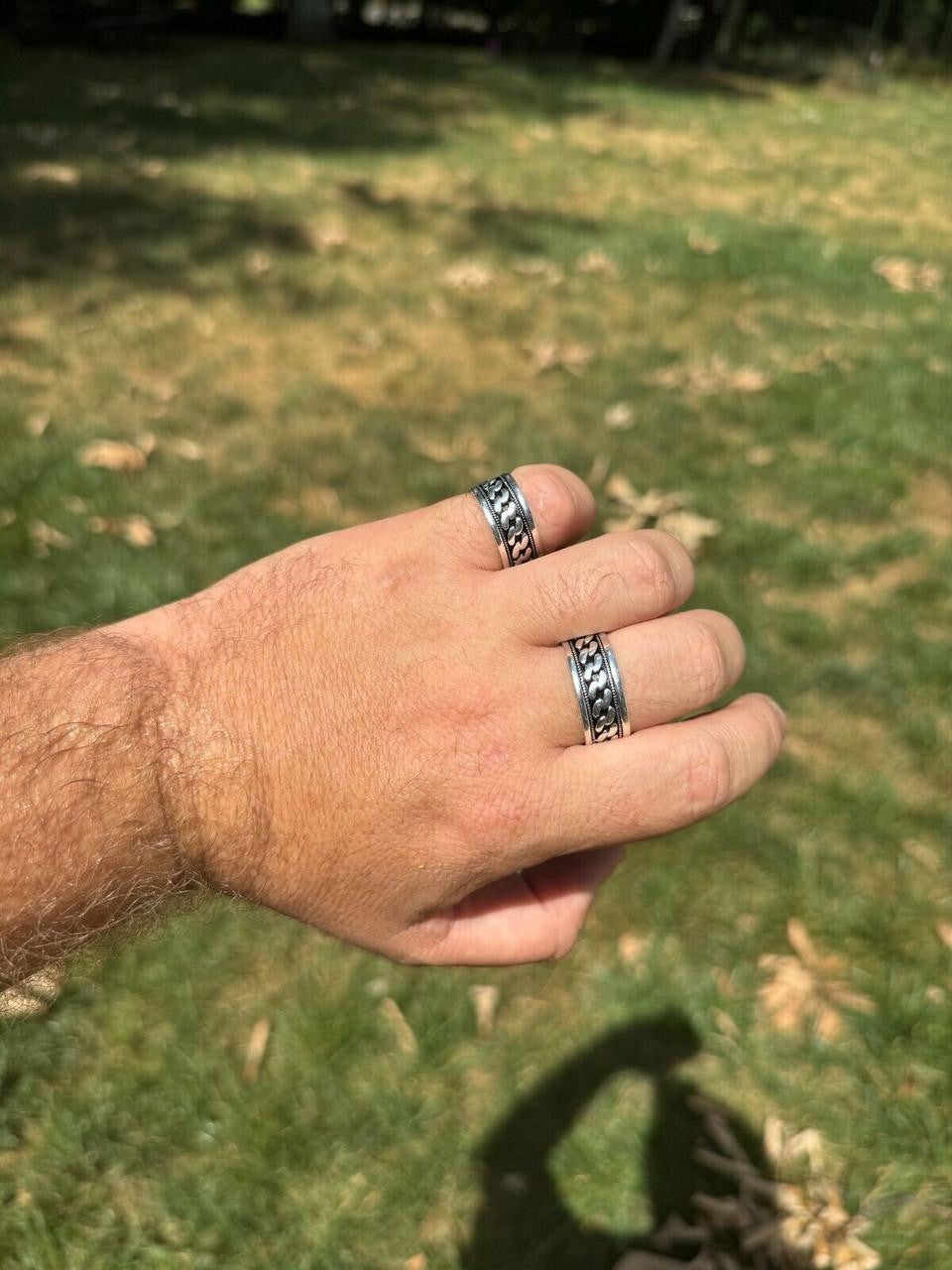 Italiano Silver, Inc. Eternal Love Cuban Link Eternity Band Ring - 925 Silver Oxidized - Plain