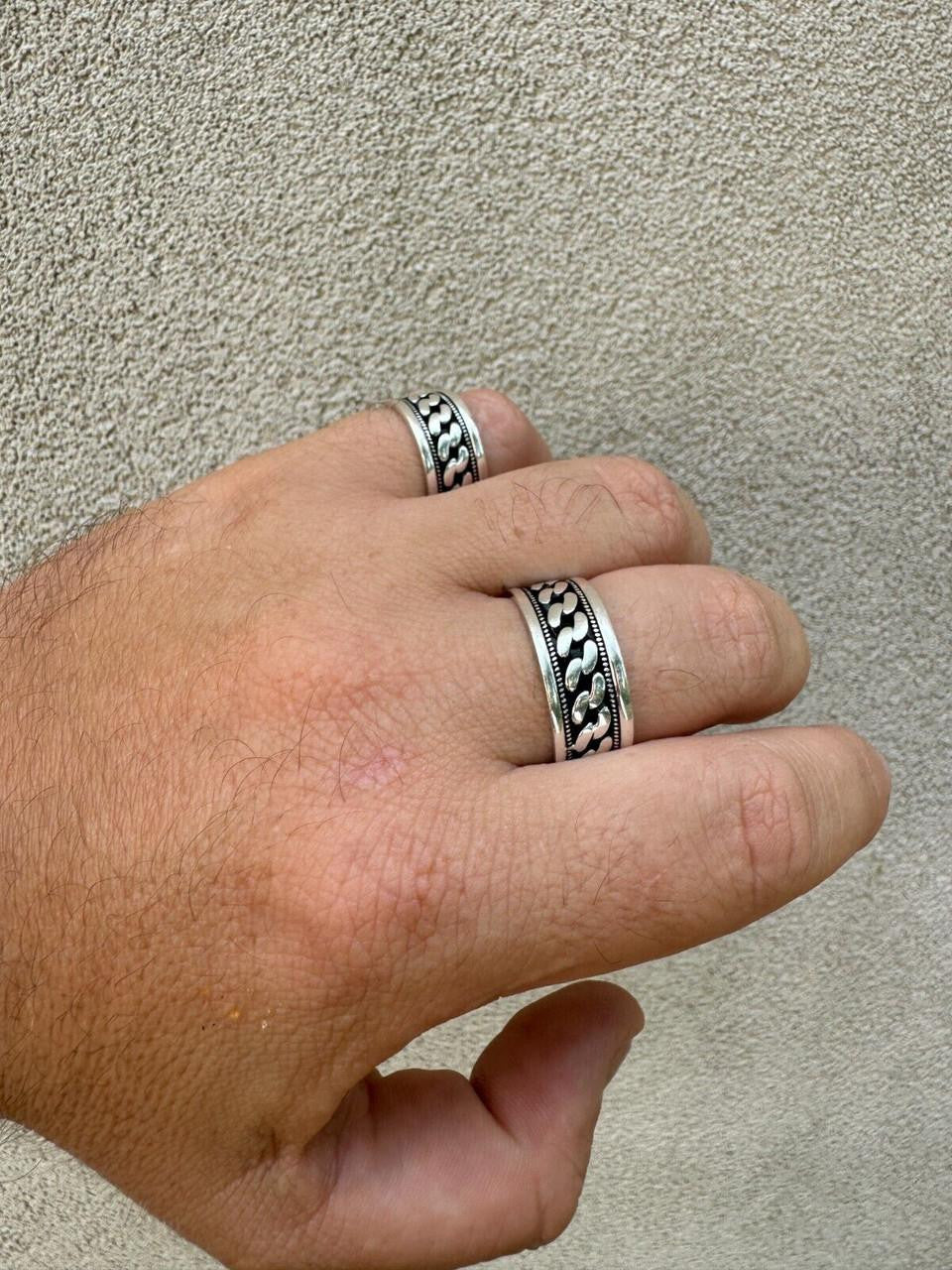 Italiano Silver, Inc. Eternal Love Cuban Link Eternity Band Ring - 925 Silver Oxidized - Plain