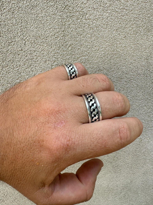 Italiano Silver, Inc. Eternal Love Cuban Link Eternity Band Ring - 925 Silver Oxidized - Plain