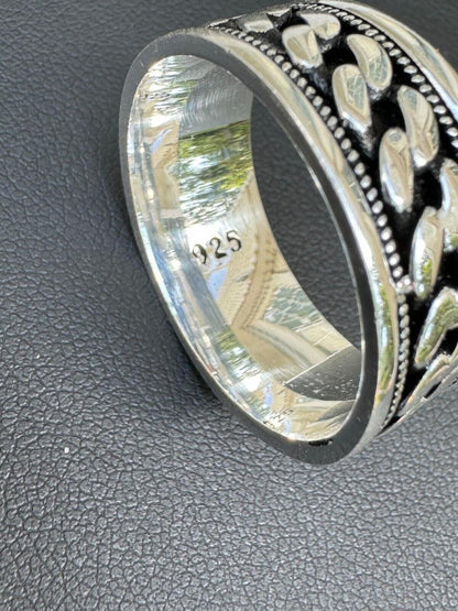 Italiano Silver, Inc. Eternal Love Cuban Link Eternity Band Ring - 925 Silver Oxidized - Plain