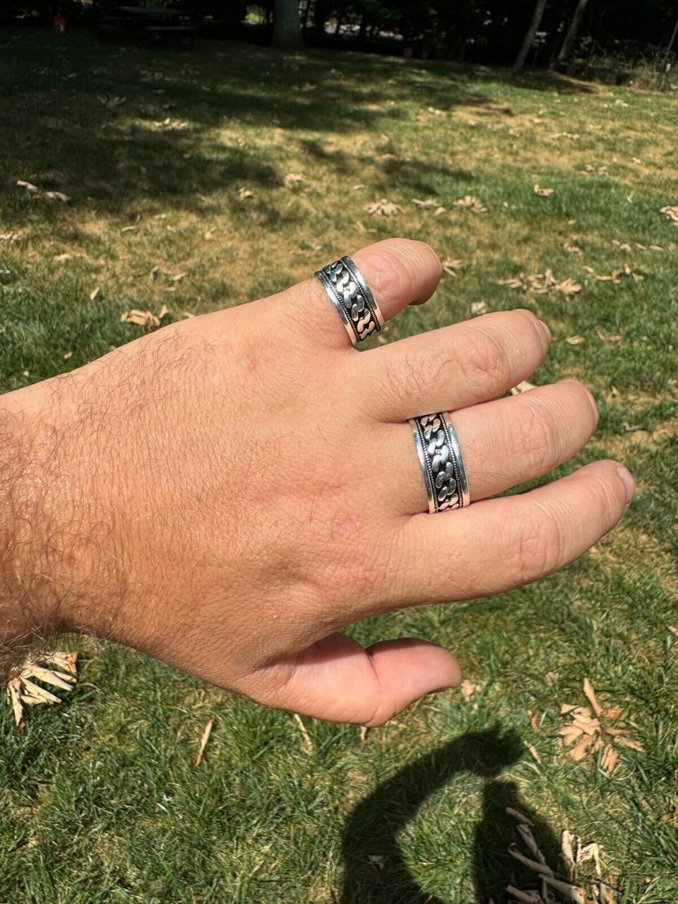 Italiano Silver, Inc. Eternal Love Cuban Link Eternity Band Ring - 925 Silver Oxidized - Plain