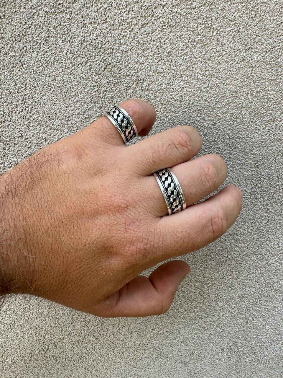 Italiano Silver, Inc. Eternal Love Cuban Link Eternity Band Ring - 925 Silver Oxidized - Plain