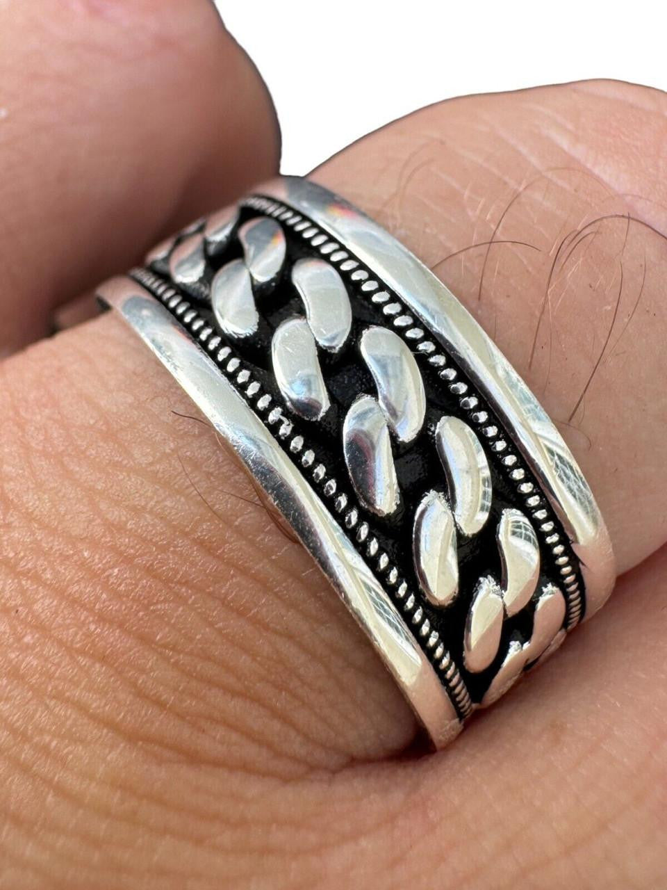 Italiano Silver, Inc. Eternal Love Cuban Link Eternity Band Ring - 925 Silver Oxidized - Plain