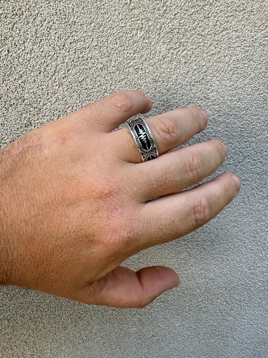 Italiano Silver, Inc. Eternal Love Heartbeat Pulse Eternity Band Ring - 925 Silver Oxidized - Plain