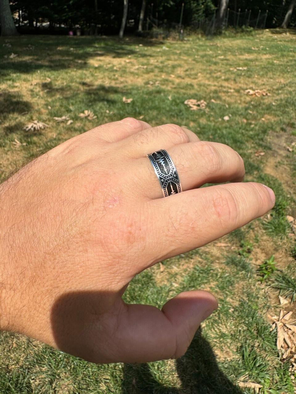 Italiano Silver, Inc. Eternal Love Heartbeat Pulse Eternity Band Ring - 925 Silver Oxidized - Plain