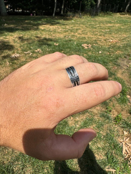 Italiano Silver, Inc. Eternal Love Heartbeat Pulse Eternity Band Ring - 925 Silver Oxidized - Plain