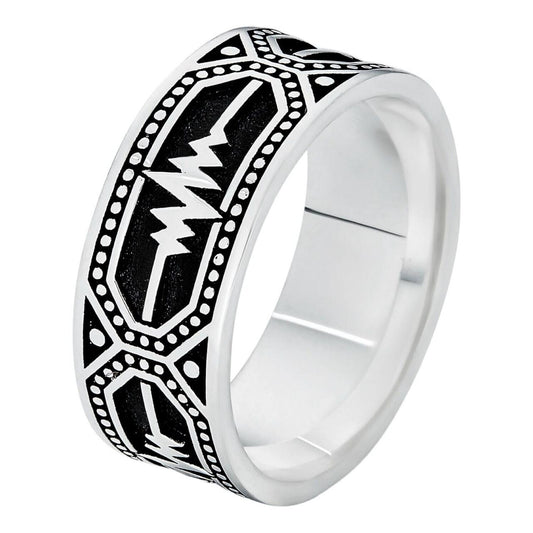 Italiano Silver, Inc. Eternal Love Heartbeat Pulse Eternity Band Ring - 925 Silver Oxidized - Plain