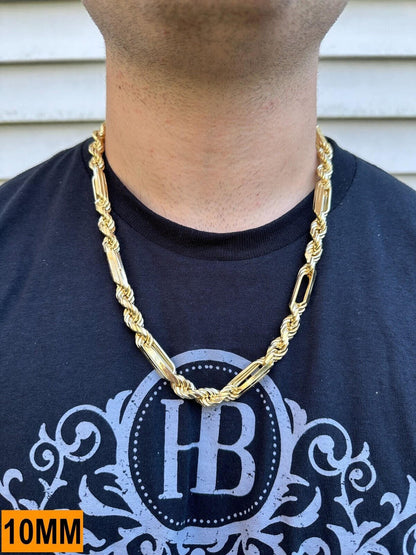 Italiano Silver, Inc. FigaRope Milano Chain Real Solid 14Kk Gold Vermeil 925 Silver Necklace Bracelet