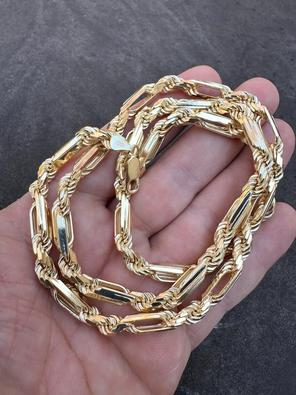 Italiano Silver, Inc. FigaRope Milano Chain Real Solid 14Kk Gold Vermeil 925 Silver Necklace Bracelet