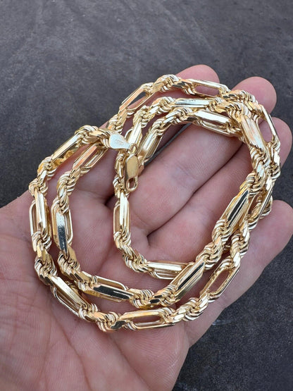 Italiano Silver, Inc. FigaRope Milano Chain Real Solid 14Kk Gold Vermeil 925 Silver Necklace Bracelet