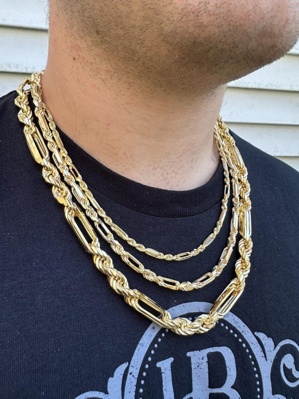 Italiano Silver, Inc. FigaRope Milano Chain Real Solid 14Kk Gold Vermeil 925 Silver Necklace Bracelet