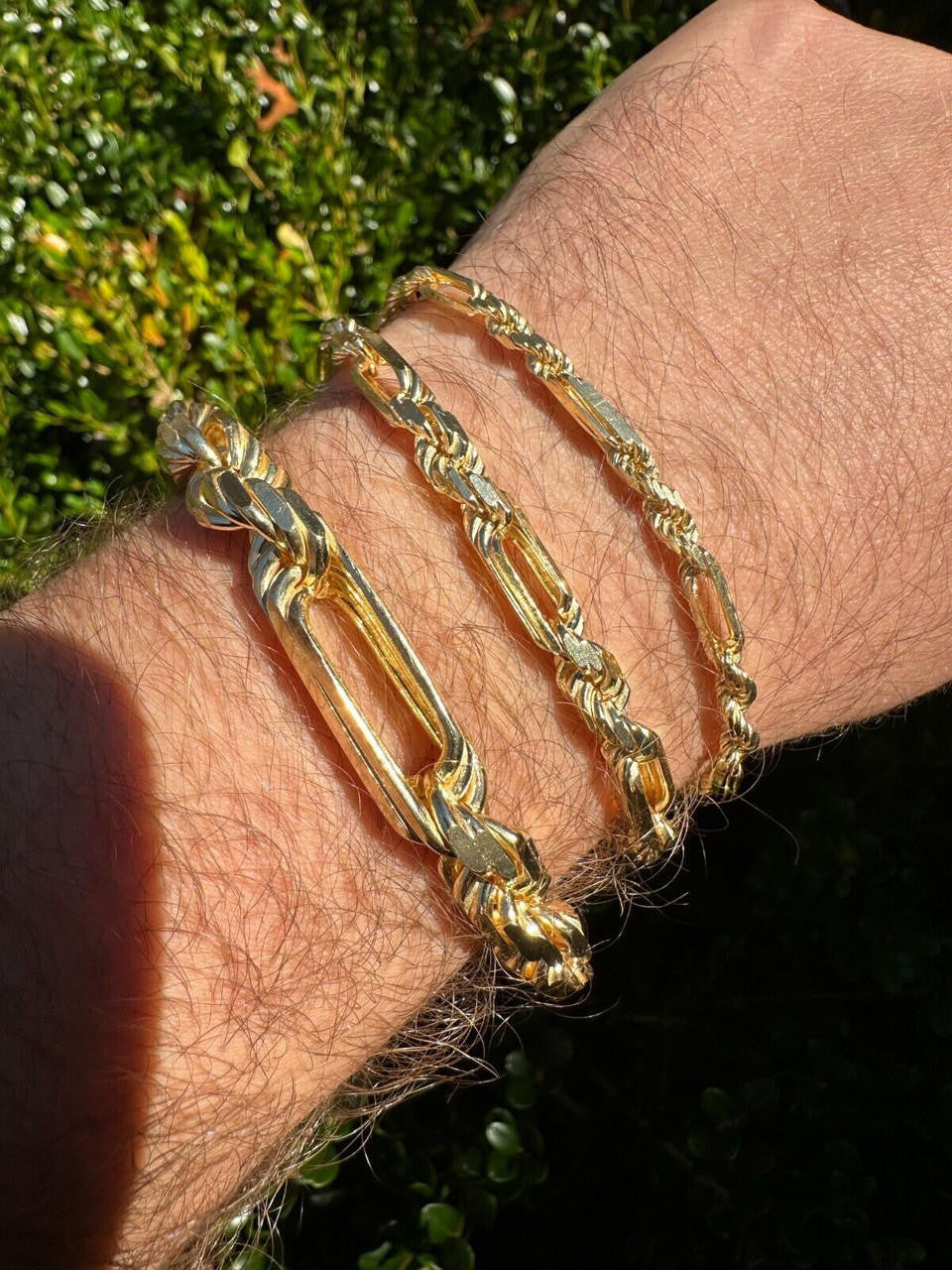 Italiano Silver, Inc. FigaRope Milano Chain Real Solid 14Kk Gold Vermeil 925 Silver Necklace Bracelet