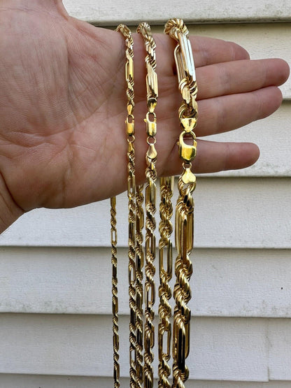 Italiano Silver, Inc. FigaRope Milano Chain Real Solid 14Kk Gold Vermeil 925 Silver Necklace Bracelet