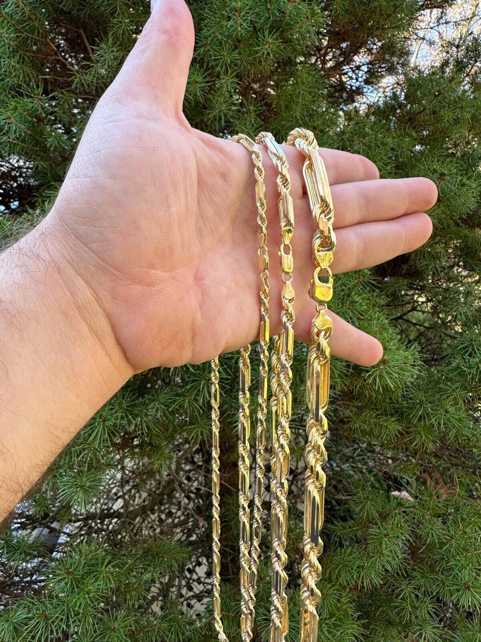 Italiano Silver, Inc. FigaRope Milano Chain Real Solid 14Kk Gold Vermeil 925 Silver Necklace Bracelet