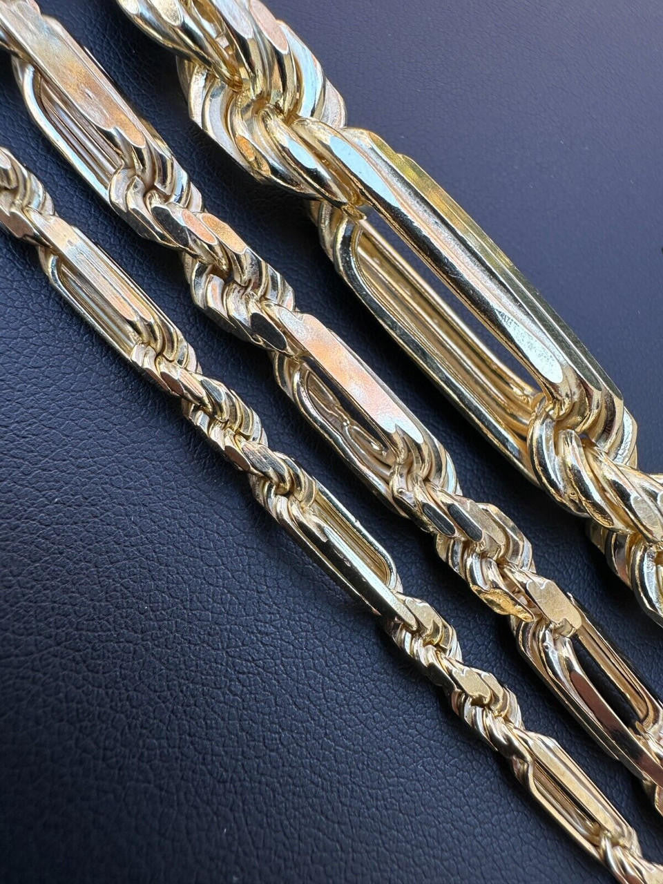 Italiano Silver, Inc. FigaRope Milano Chain Real Solid 14Kk Gold Vermeil 925 Silver Necklace Bracelet