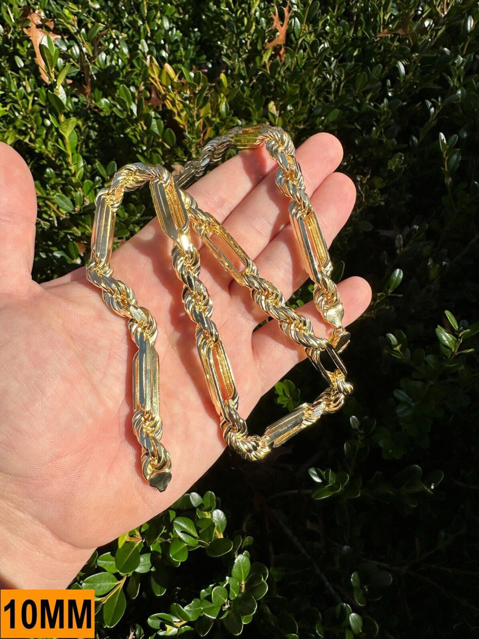 Italiano Silver, Inc. FigaRope Milano Chain Real Solid 14Kk Gold Vermeil 925 Silver Necklace Bracelet