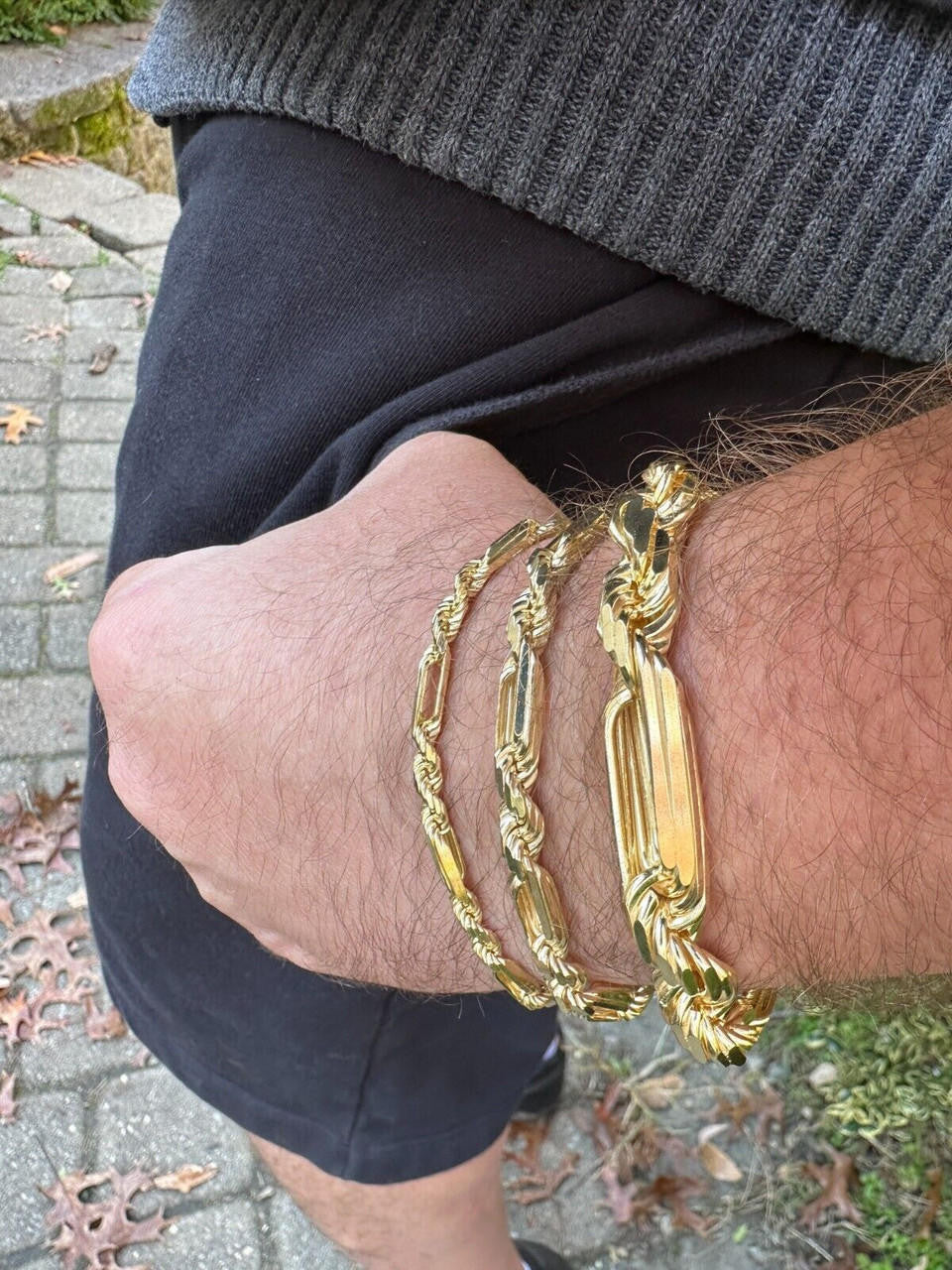 Italiano Silver, Inc. FigaRope Milano Chain Real Solid 14Kk Gold Vermeil 925 Silver Necklace Bracelet