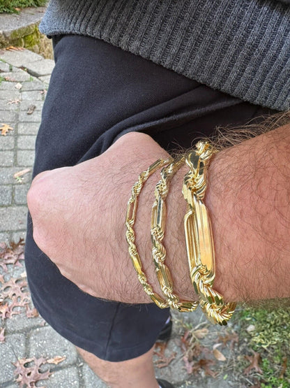 Italiano Silver, Inc. FigaRope Milano Chain Real Solid 14Kk Gold Vermeil 925 Silver Necklace Bracelet