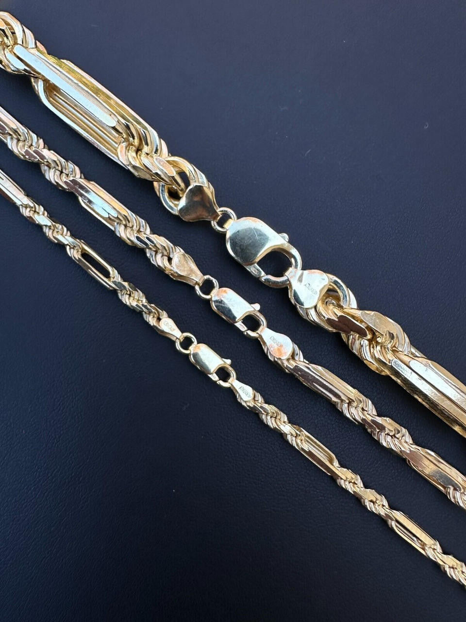 Italiano Silver, Inc. FigaRope Milano Chain Real Solid 14Kk Gold Vermeil 925 Silver Necklace Bracelet