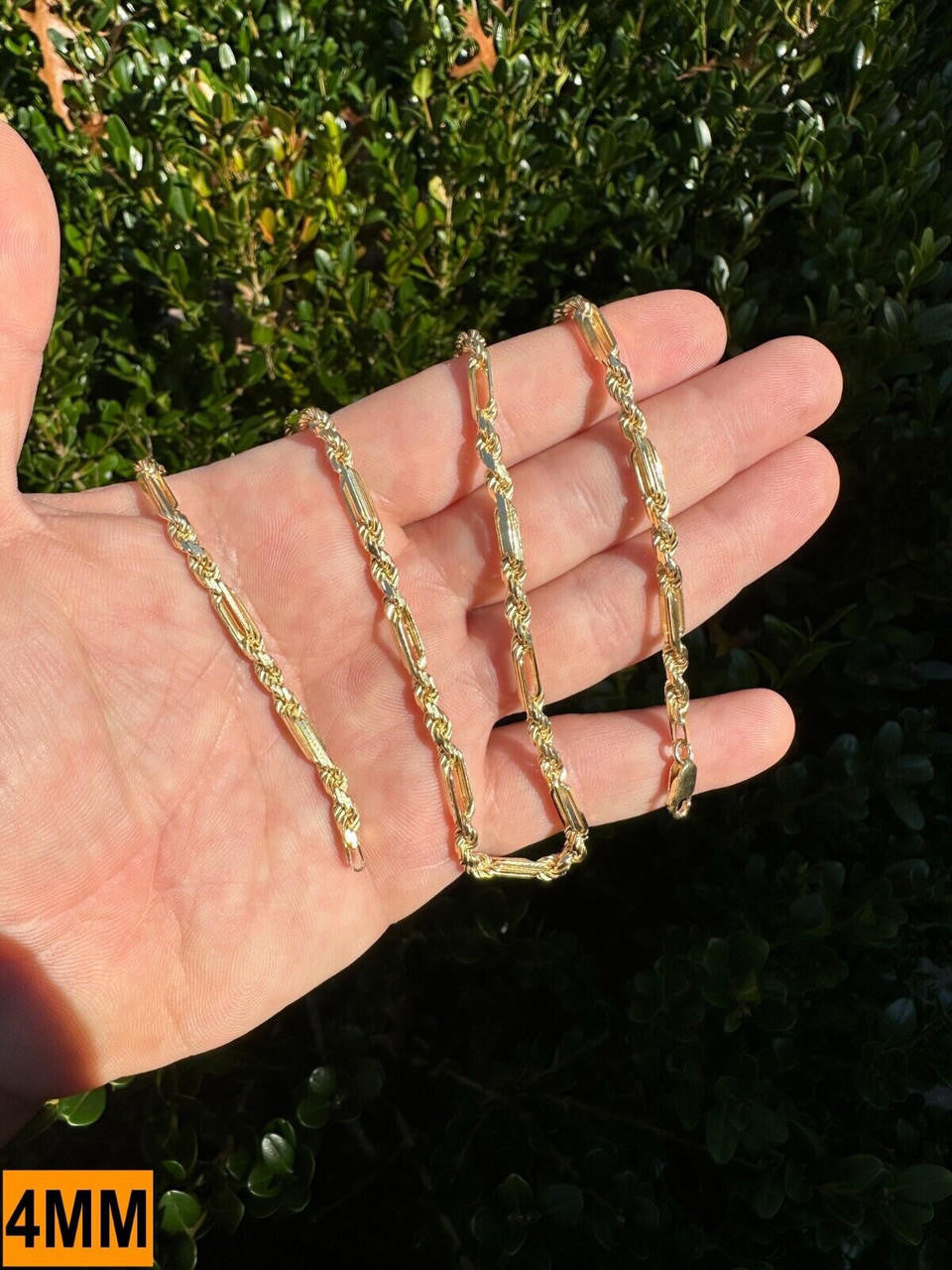 Italiano Silver, Inc. FigaRope Milano Chain Real Solid 14Kk Gold Vermeil 925 Silver Necklace Bracelet