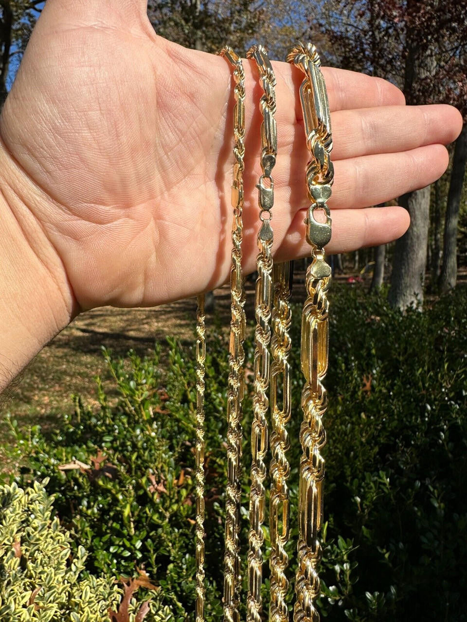 Italiano Silver, Inc. FigaRope Milano Chain Real Solid 14Kk Gold Vermeil 925 Silver Necklace Bracelet