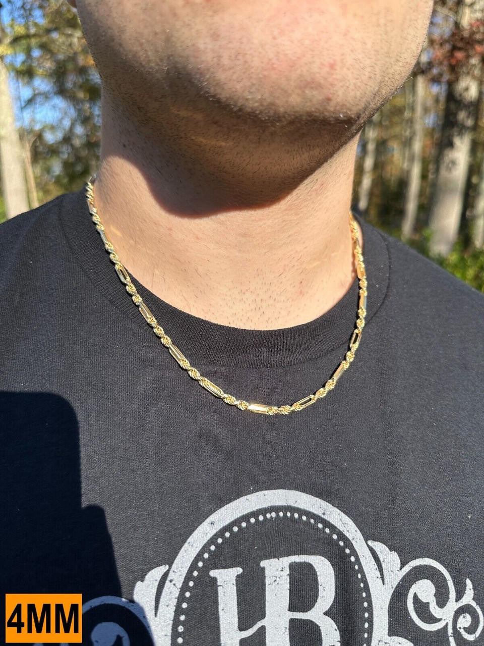 Italiano Silver, Inc. FigaRope Milano Chain Real Solid 14Kk Gold Vermeil 925 Silver Necklace Bracelet