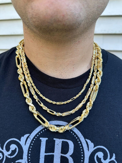 Italiano Silver, Inc. FigaRope Milano Chain Real Solid 14Kk Gold Vermeil 925 Silver Necklace Bracelet