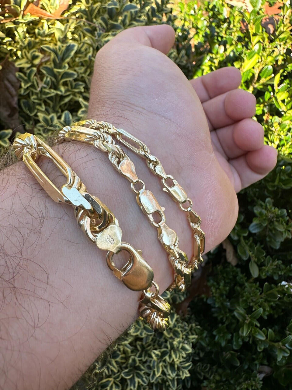 Italiano Silver, Inc. FigaRope Milano Chain Real Solid 14Kk Gold Vermeil 925 Silver Necklace Bracelet