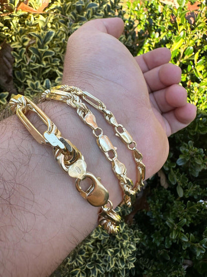 Italiano Silver, Inc. FigaRope Milano Chain Real Solid 14Kk Gold Vermeil 925 Silver Necklace Bracelet