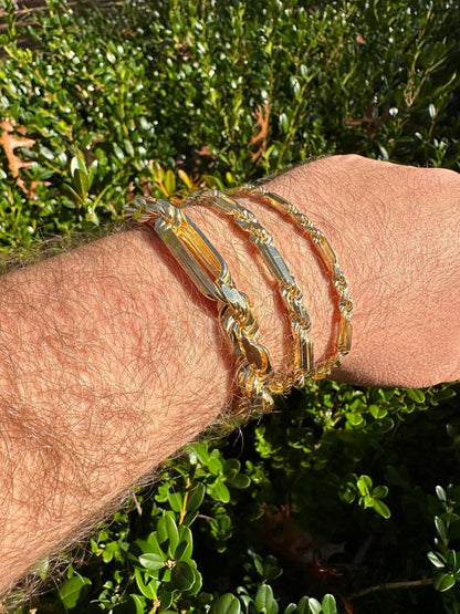 Italiano Silver, Inc. FigaRope Milano Chain Real Solid 14Kk Gold Vermeil 925 Silver Necklace Bracelet