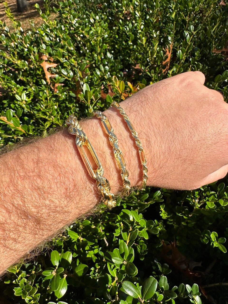 Italiano Silver, Inc. FigaRope Milano Chain Real Solid 14Kk Gold Vermeil 925 Silver Necklace Bracelet