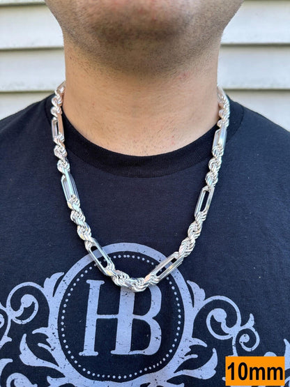 Italiano Silver, Inc. FigaRope Milano Chain Real Solid 925 Sterling Silver Necklace Or Bracelet 4-10mm