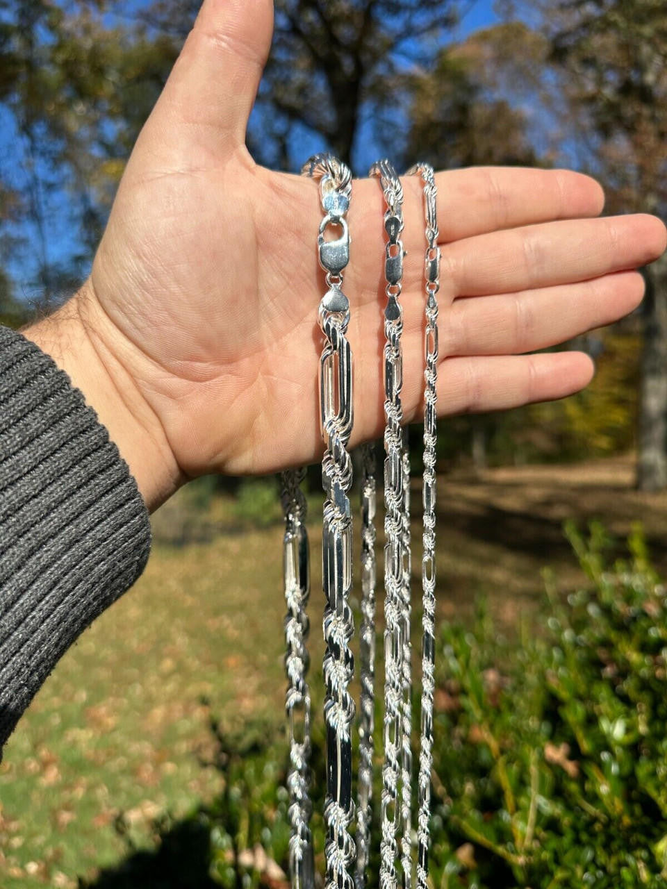 Italiano Silver, Inc. FigaRope Milano Chain Real Solid 925 Sterling Silver Necklace Or Bracelet 4-10mm