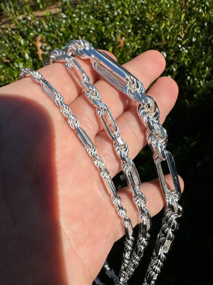 Italiano Silver, Inc. FigaRope Milano Chain Real Solid 925 Sterling Silver Necklace Or Bracelet 4-10mm