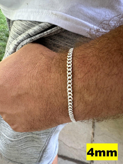 Italiano Silver, Inc. Flat Curb Cuban Bracelet - Diamond Cut 925 Sterling Silver - 6"-9" - 4mm-8mm