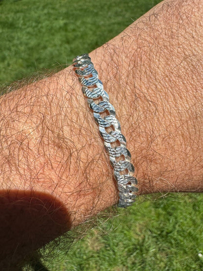 Italiano Silver, Inc. Flat Curb Cuban Bracelet - Diamond Cut 925 Sterling Silver - 6"-9" - 4mm-8mm
