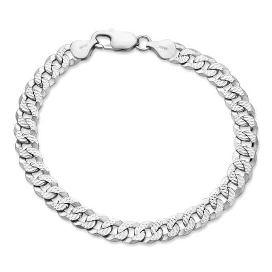 Italiano Silver, Inc. Flat Curb Cuban Bracelet - Diamond Cut 925 Sterling Silver - 6"-9" - 4mm-8mm