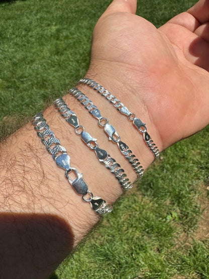 Italiano Silver, Inc. Flat Curb Cuban Bracelet - Diamond Cut 925 Sterling Silver - 6"-9" - 4mm-8mm
