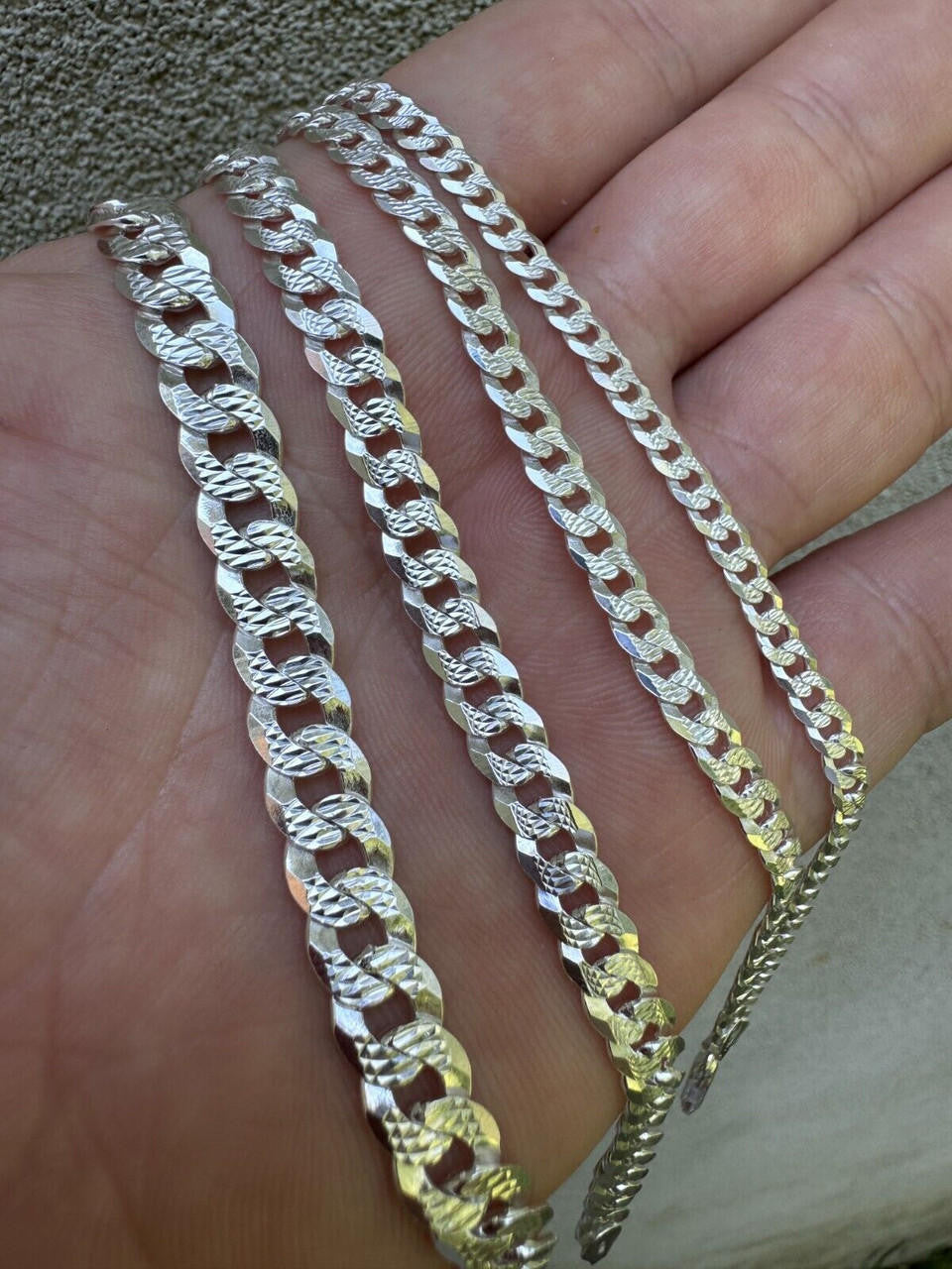 Italiano Silver, Inc. Flat Curb Cuban Bracelet - Diamond Cut 925 Sterling Silver - 6"-9" - 4mm-8mm