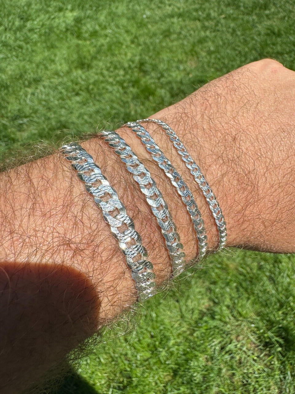 Italiano Silver, Inc. Flat Curb Cuban Bracelet - Diamond Cut 925 Sterling Silver - 6"-9" - 4mm-8mm