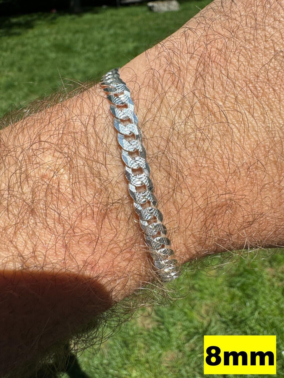 Italiano Silver, Inc. Flat Curb Cuban Bracelet - Diamond Cut 925 Sterling Silver - 6"-9" - 4mm-8mm