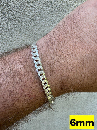 Italiano Silver, Inc. Flat Curb Cuban Bracelet - Diamond Cut 925 Sterling Silver - 6"-9" - 4mm-8mm