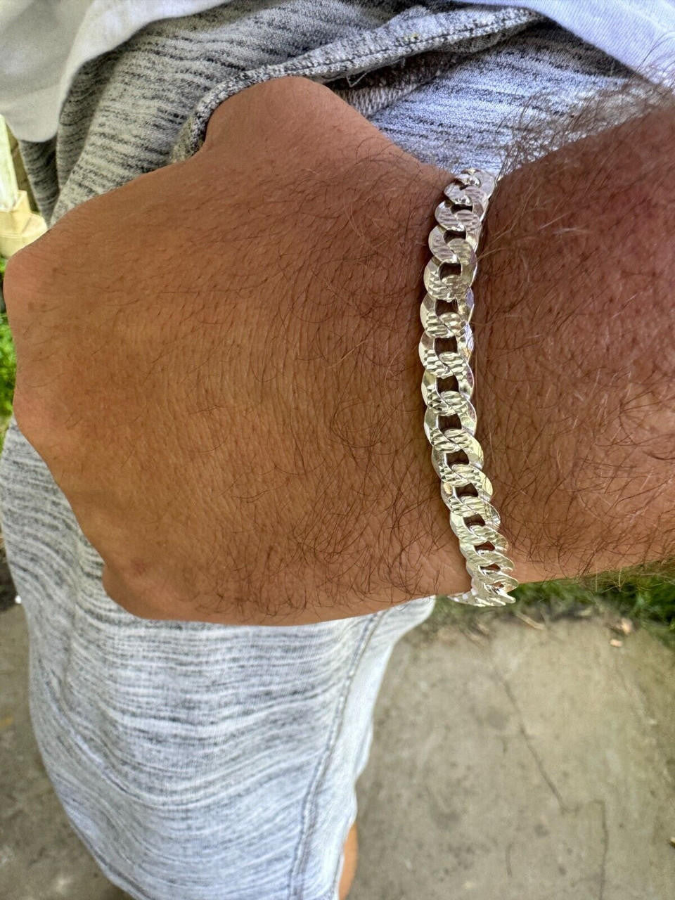 Italiano Silver, Inc. Flat Curb Cuban Bracelet - Diamond Cut 925 Sterling Silver - 6"-9" - 4mm-8mm