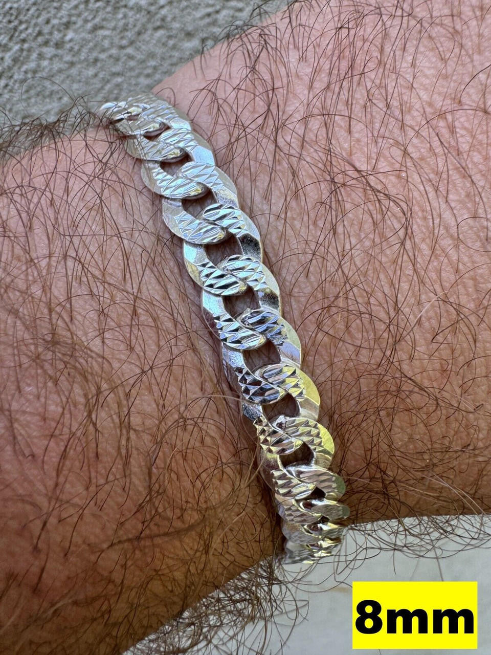 Italiano Silver, Inc. Flat Curb Cuban Bracelet - Diamond Cut 925 Sterling Silver - 6"-9" - 4mm-8mm