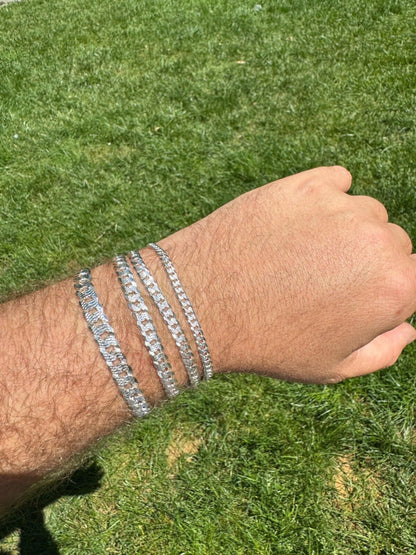 Italiano Silver, Inc. Flat Curb Cuban Bracelet - Diamond Cut 925 Sterling Silver - 6"-9" - 4mm-8mm