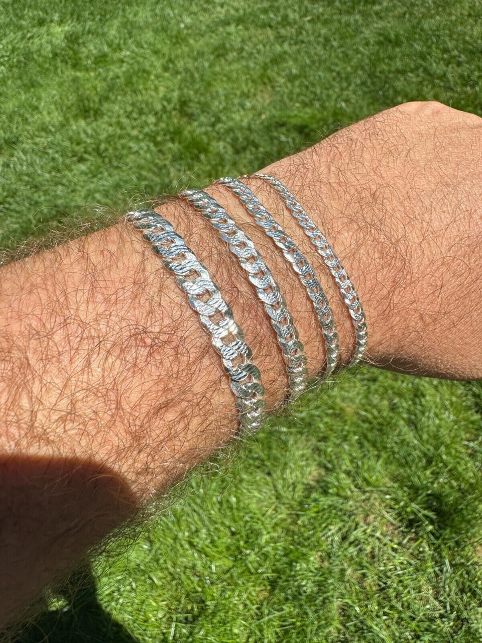 Italiano Silver, Inc. Flat Curb Cuban Bracelet - Diamond Cut 925 Sterling Silver - 6"-9" - 4mm-8mm