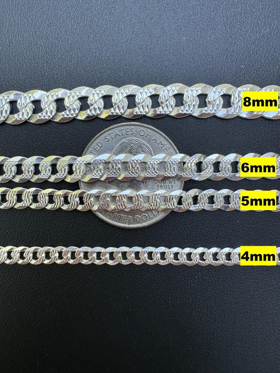 Italiano Silver, Inc. Flat Curb Cuban Bracelet - Diamond Cut 925 Sterling Silver - 6"-9" - 4mm-8mm